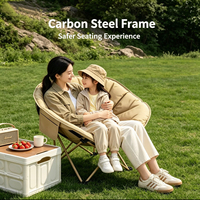 Chaise pliante rembourrée, style coquille, confortable, avec poche latérale, sac de transport, portable, durable, moderne, pour extérieur, jardin, parc