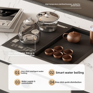 Tavolino da Caffè Completamente Automatico Intelligente con Altezza Regolabile, Supporto Mobile e Bollitore Integrato, Piano in Ardesia - Arredamento Domestico di Lusso Leggero - Product Image 4