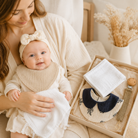 Ensemble de bandeaux imprimés super doux et absorbants pour nouveau-nés sans BPA, bavoirs en coton et lin pour bébés