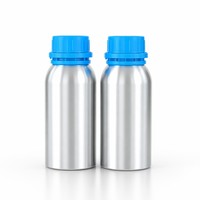 Bouteille d'huile essentielle en aluminium poli de 250 ml, bouchon bleu ciel, parfum marin, anti-UV, vente en gros OEM