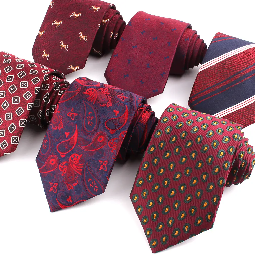 Cravates à fleurs en Polyester pour hommes, cravate rouge vin, mignon, imprimé Animal, pour mariage, Business, 8cm