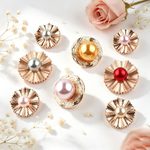 Elegant Flower‑Shaped Pearl Decor Metal Shank <b>Buttons</b> Assorted Colors Sew <b>Buttons</b> For Wedding Dress Sweater DIY Craft Decoration - Product Image 4