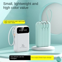 Batterie externe compacte et portable 20000mAh en plastique avec câble intégré, chargeur mobile de qualité cadeau personnalisé, batterie au lithium polymère 10W