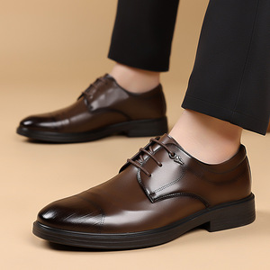 Chaussures habillées en cuir pour hommes, style Oxford, à bout pointu, pour le bureau et les occasions formelles, semelle extérieure en caoutchouc respirante, couleur noire unie, idéales pour les mariages - Product Image 4