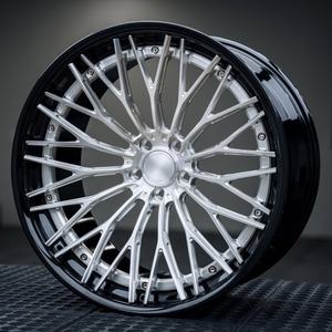 DJJ Roues forgées 2 pièces en aluminium profond concave argent brossé pour Lamborghini Aventador Ferrari 488 <span class=keywords><strong>Porsche</strong></span> <span class=keywords><strong>911</strong></span> Turbo S - Product Image 1