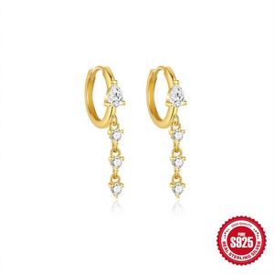 Pendientes de Plata de Ley S925 con Incrustaciones de Diamantes Estilo Francés para Mujer, Chapados en Oro, con Circonita en Forma de Gota de Agua, Nuevo Accesorio de Moda - Product Image 3