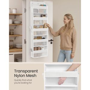 Over The Door Organizer 5 Tier Hanging Storage <b>Shelf</b> Foldable Transparent Closet Storage Rack For Behind Door Use - Product Image 6