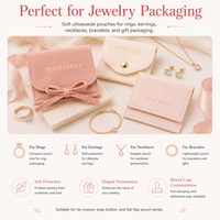 Pochette en microfibre suédée personnalisée avec bouton-pression et gaufrage pour l'emballage de bijoux et le rangement de cadeaux (vente en gros)