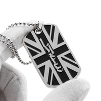 Collier personnalisé avec logo sur mesure en alliage de zinc, plaqué nickel argenté 3D, avec pendentif d'identification pour chien et chaîne à billes