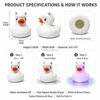 Juguete de Baño de Alpaca Luminosa, Pato Flotante con Luz, Llama con Sensor de Agua, Patito LED para Bebés y Niños, para la Hora del Baño