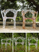 Silla de Cristal Transparente para Sala de Estar, Muebles Acrílicos, Taburete para Hotel o Restaurante, Respaldo de Resina Platino, Personalizable