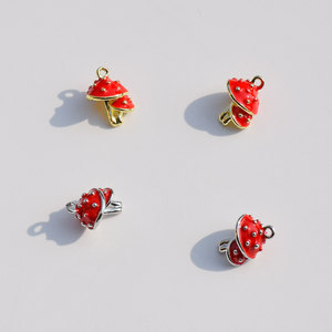 <b>Red</b> Mushroom Pendant Alloy Oil Dripping Middle Size Jewelry Findings For DIY Earrings <b>Bracelets</b> Necklaces - Product Image 3