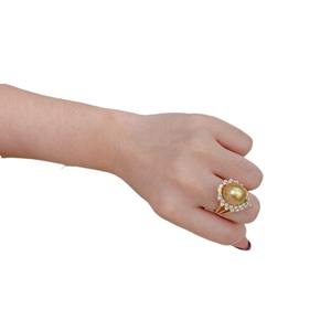 Bague œil de cheval en or thé naturel, style tendance, micro-goutte d'eau 11-12 mm, presque sans défaut, incrustation de précision 925, luxe léger - Product Image 5