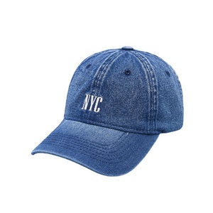 Casquettes de baseball sportives non structurées à 6 panneaux en denim de coton délavé brodé effet vieilli, à visière incurvée, avec lettres, prix d'usine - Product Image 6