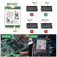 Carte Wi-Fi WiFi 7 MT7927 M.2 Tri-bande 2.4G/5G/6GHz Adaptateur Réseau Sans Fil BT5.4 avec Antenne Kit de Bureau pour Win11