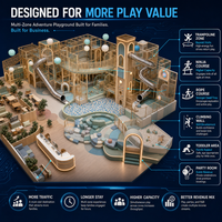 Structure de jeu intérieure avec toboggan certifiée CE ASTM, coloris orange et jaune, avec chute et piscine à balles pour centres sportifs