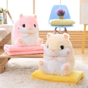 Nuevo juego de Manta y juguete de peluche de hámster <span class=keywords><strong>gordo</strong></span> súper lindo, almohada para siesta de aire acondicionado plegada, juguetes de animales de peluche cálidos para mascotas, regalo - Product Image 5