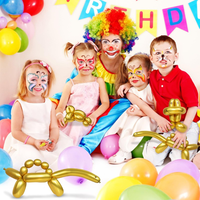 45pcs Balon Metalik Emas Panjang untuk Melilit 260Q Balon Lateks untuk Membentuk Hewan, Buket Bunga & Dekorasi Pesta