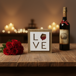 Parisloft Love Wooden Box Sign 5.88 x 5.88 Inches Vintage Decor for Valentine Wedding <b>Gift</b> Modern Craft Wall Art - Product Image 2