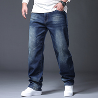 Hip-Hop grande taille Denim décontracté ample garçons personnalisé Baggy jambe droite jean pantalons décontractés pour gros hommes mode Streetwear jean