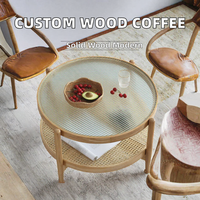 Table basse en bois massif personnalisable, design moderne, plateau en verre, pliable, meubles de salon, finition cire blanche, petite table d'appoint