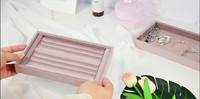 Plateau en velours rose pour bague de présentation, Palette de rangement