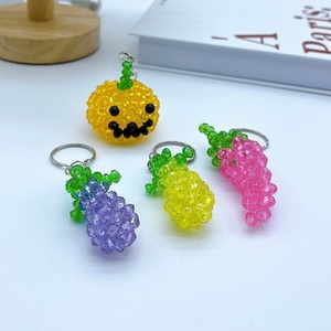 Wholesale Plastic Beads Eggplant Pendant Vegetable <b>Keyrings</b> Promotion Gift Acrylic Beads Handmade Pumpkin Charm Chili Keychains - Product Image 2
