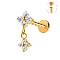 Joyería de Titanio G23/F136 para Perforaciones Corporales, 16G, Flor, Rosca Interna, Labret, Colgante, Arete para Lóbulo de la Oreja, Piercing de Nariz, Arete Helix, para Regalo