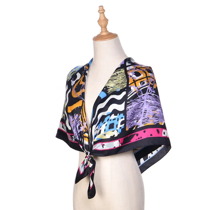 Custom Print Silk Scarves Luxury Custom Printing Design 100% Mulberry Silk Scarf 90*90 Silk Scarf for Women