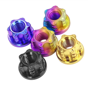 Écrous hexagonaux à bride autobloquants en titane couleur bonbon (or, noir, violet, bleu) M5 M10 x 1,25 mm <span class=keywords><strong>M12</strong></span> x 1,5 pour motos - Product Image 2