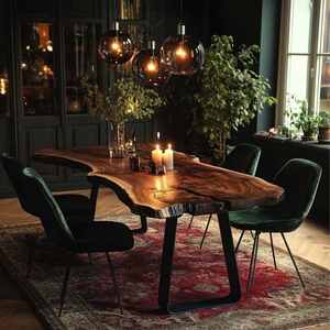 Artisan Made Live Edge Mesa de comedor de madera dura de primera calidad con forma orgánica y acabado liso - Product Image 2