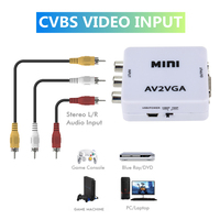 Konverter Video Mini 1080P untuk AV ke VGA Berlapis Emas Audio 3.5mm DC5V/1A Pelindung Kombinasi Jaket PVC untuk Monitor Komputer