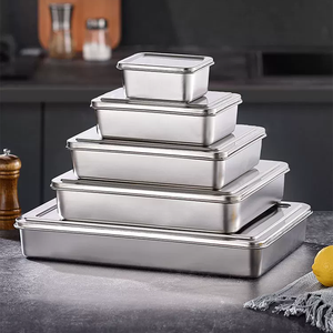 Usine en gros 304 acier inoxydable Tiramisu <span class=keywords><strong>Dessert</strong></span> couvercle plateau vente chaude plat plateau de <span class=keywords><strong>Service</strong></span> alimentaire épaissi plats assiettes - Product Image 2