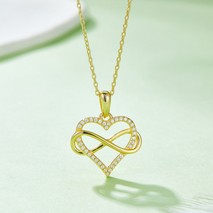 Venta caliente 925 plata esterlina D Color VVS infinito corazón colgante y cadena Moissanite collares para mujeres - Product Image 6