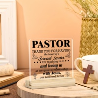 Plaque de table rectangulaire en acrylique gravée au laser toutes saisons - Cadeau de remerciement pour pasteur/leader d'église, à poser sur le bureau