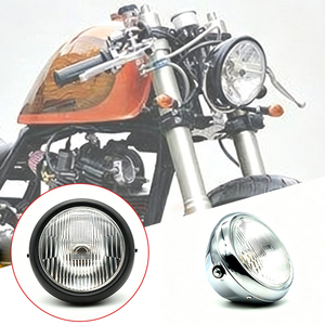 Phare rond rétro de 7 pouces pour moto, pour Harley CG GN Benelli Leoncino, phare avant universel, noir chromé, jaune clair - Product Image 6