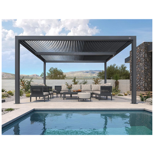 Pergola en aluminium imperméable <span class=keywords><strong>de</strong></span> qualité commerciale <span class=keywords><strong>avec</strong></span> système <span class=keywords><strong>de</strong></span> toit ouvrant et télécommande pour <span class=keywords><strong>terrasse</strong></span> et patio d'hôtel - Product Image 1