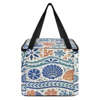 Sac à lunch isotherme réutilisable imprimé motif corail avec quatre poches intérieures en filet
