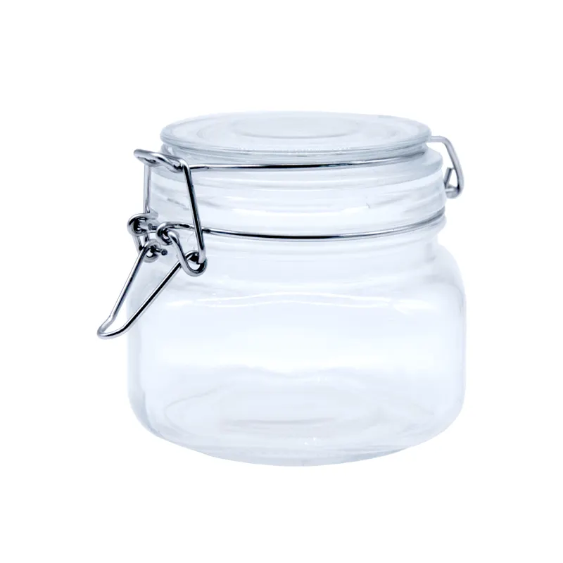 Jam Jar/pickle Jar Vidro Hermético com Clipe De Aço Inoxidável 720ml Garrafas De Armazenamento & Frascos Capa Carton Papel Personalizado Logotipo ISO