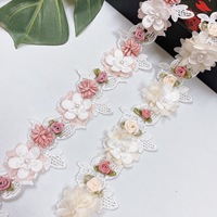 JFL085 lourd trois D collant fleur ongles perles Polyester soie Soluble dans l'eau dentelle robe vêtements maison Textile bricolage accessoires
