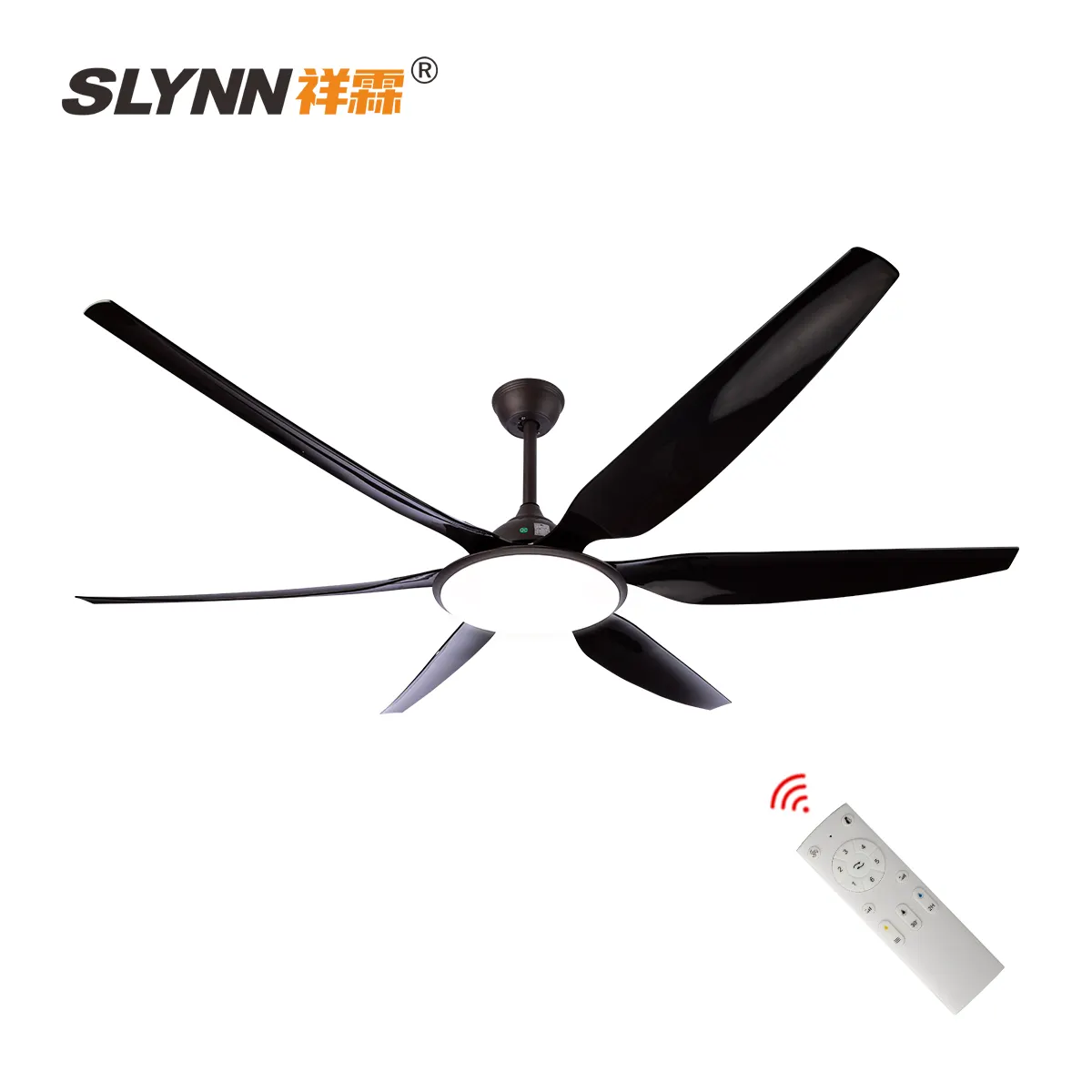 SLYNN מותאם אישית מקורה 6 להבים מודרני 66 אינץ' מאוורר אור LED מאוורר תקרה מאוורר תקרה חיצוני עם שלט רחוק אור שקט ניתן לעמעום