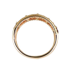 Anillo de banda ancha con pavé de diamantes y zafiro rosa en oro amarillo de 18 quilates, joyería de lujo para mujer - Product Image 1