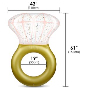 Diamond Ring <b>Pool</b> Float 61 Inch <b>Inflatable</b> Glitter Swim Tube Engagement Bachelorette Party Lounger Bridal Shower Beach Water Toy - Product Image 3