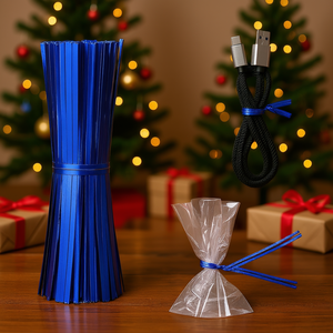 Ataduras Metálicas Azules de 4 Pulgadas, Paquete de 1000, Reutilizables, de Papel de Aluminio, para Envolver Regalos, Multifuncionales, Estilo Elegante - Product Image 2