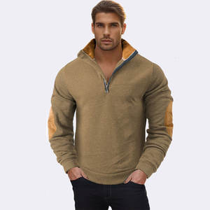 Sweat-shirt épais à manches longues pour homme, décontracté, brodé, à blocs de couleur, col montant, pour le printemps et l'automne - Product Image 1