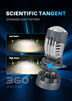 GOODZOOM 4300K Mini projecteur LED avec lentille automatique H4, lentille LED mini H4, faisceau haut et bas, ampoule de phare LED H4 pour voiture et moto universelles