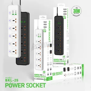 High Quality 2m Smart 5 Outlets Extension Socket With Type C Usb Port UK Power Strip