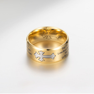 Popular yunnique cross-border jewelry: unique, retro, fashionable matte Isaiah cross <b>titanium</b> steel <b>rings</b>, bracelet - Product Image 3