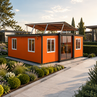 Maison conteneur extensible à double aile, villa pliable, maison préfabriquée portable, toit solaire, porte panoramique en verre