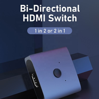 Nouveau séparateur HDMI bidirectionnel 2 ports 2 en 1, 4K, commutateur HDMI 2.0 4K60Hz bidirectionnel, commutateur bidirectionnel 1 entrée 2 sorties